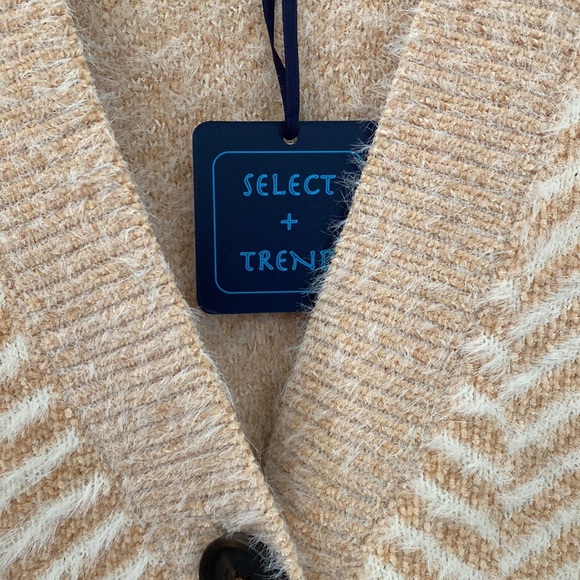 Select + Trend Cream & Peach Chevron Like Pattern Cardigan Sweater Size … - Picture 5 of 13